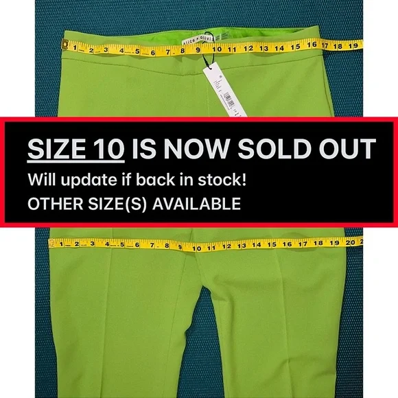 Alice + Olivia Livi Parrot Green Straight Leg Trouser Pant